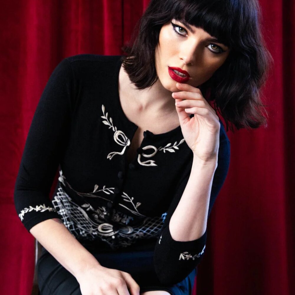 NWT Wheels & Dollbaby Marie Antoinette Black Cardigan - Picture 6 of 13
